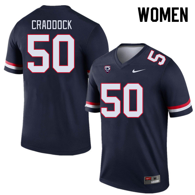 Women #50 Brandon Craddock Arizona Wildcats College Football Jerseys Stitched-Navy